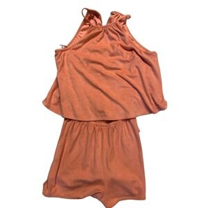Jack by BB Dakota Orange Coral Pastel Romper Size XS Spring Halter Tie
